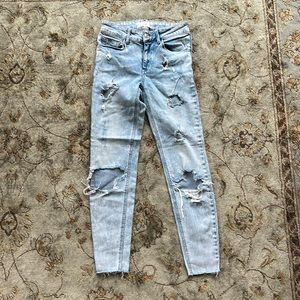 Mango ripped denim skinny jeans light blue wash size US1